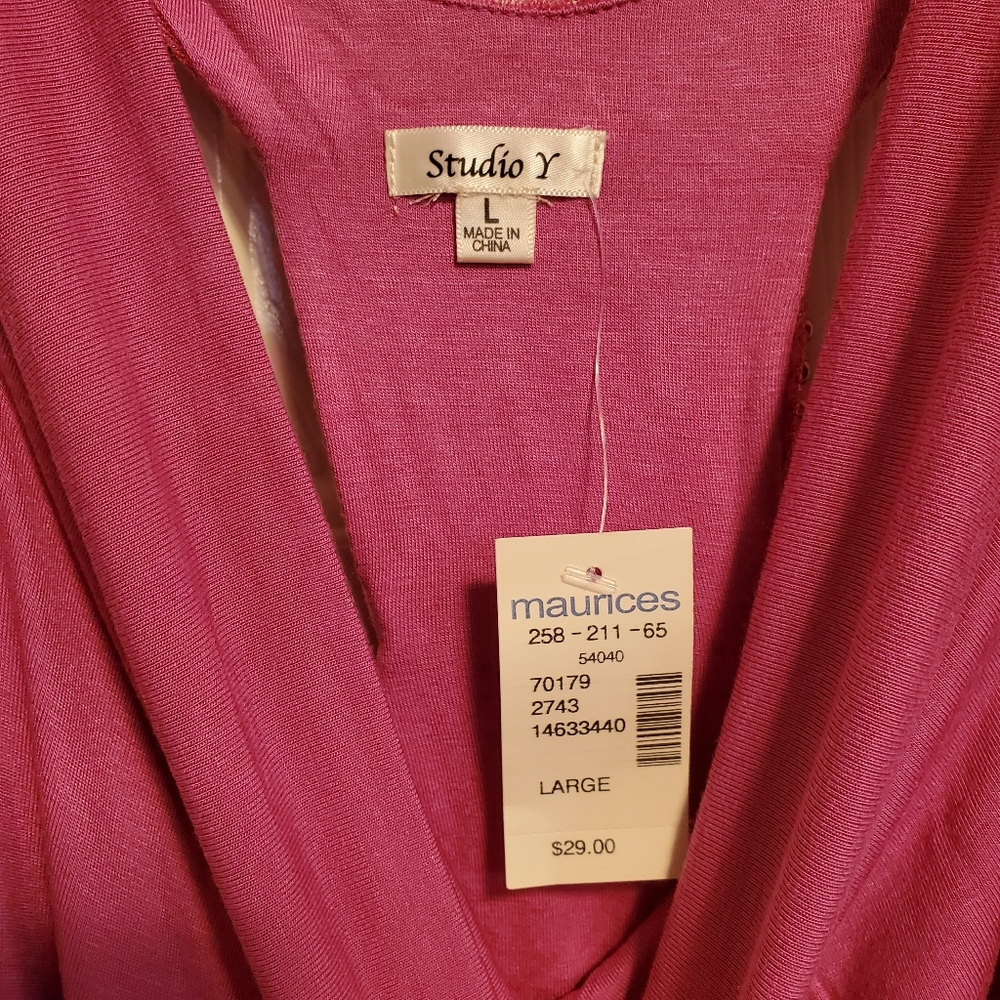 NWT Studio Y Pink Racerback tank with beaded back - Large - Picture 3 of 4